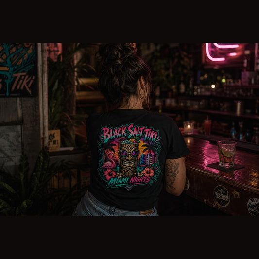 Miami Nights Tee – Black Salt Tiki
