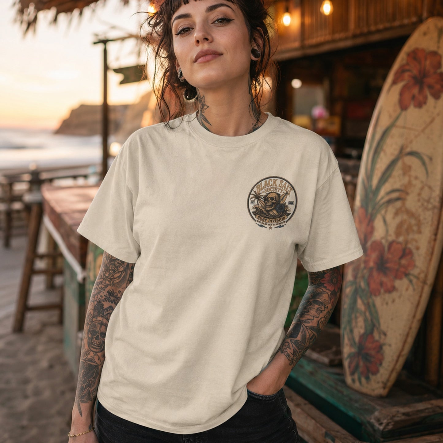 Reef Ripper Tee – Black Salt Surf Graphic T-Shirt