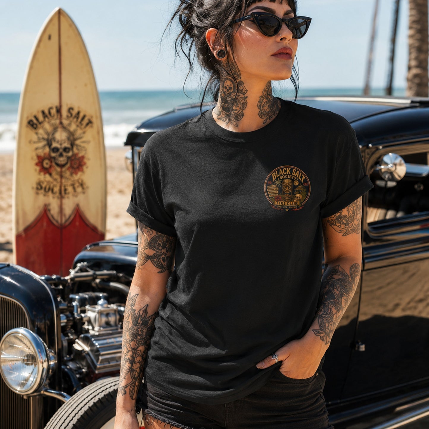 Zombie Beach Party Tee – Black Salt Tiki